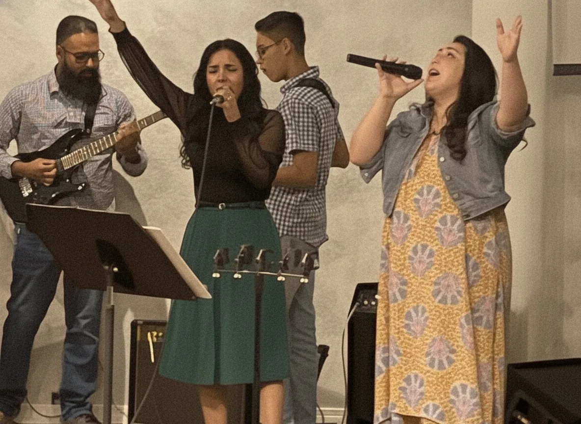The New Life worship team leading songs on a Sunday morning